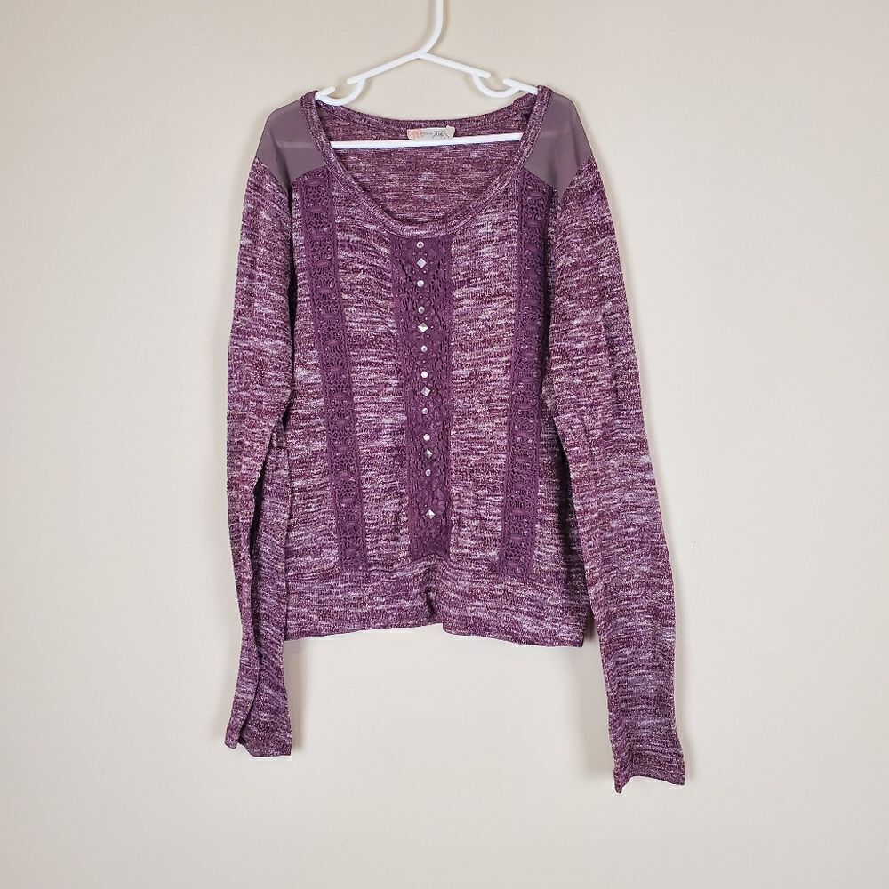 Miss Me Girls Purple Marled Sweater Size large